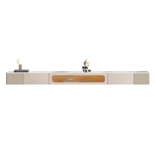 Wandmontierter TV-Ständer - Moderner, luxuriöser schwebender TV-Ständer mit LED-Leuchten, wandmontierter TV-Schrank for Unterfernseher, schwebende Medienkonsole mit Glastür und Aufbewahrungsschublade von Cenz-888