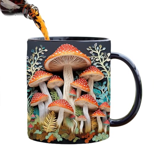 3D Pilz Tasse, 11 OZ Cute 3D Magic Mushrooms Mug, 3D Neuheit Kaffeetassen Teetasse Mit Henkel, Farbe Keramik 3d Tasse Geschenke 3D Pilzbecher Pilz Kaffeetasse Großer Kaffee Becher von Ceolup