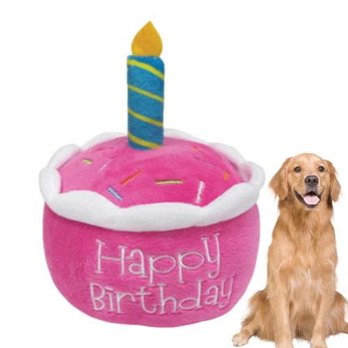 Ceolup Gefülltes Geburtstagskuchen-Hundespielzeug, Hunde-Geburtstags-Plüschtier,Schönes Plüschhut-Kuchen-Haustierspielzeug - Junge Mädchen Hund Geburtstagsgeschenk, Welpe Kuchen Welpe Cupcake Plüsch von Violety