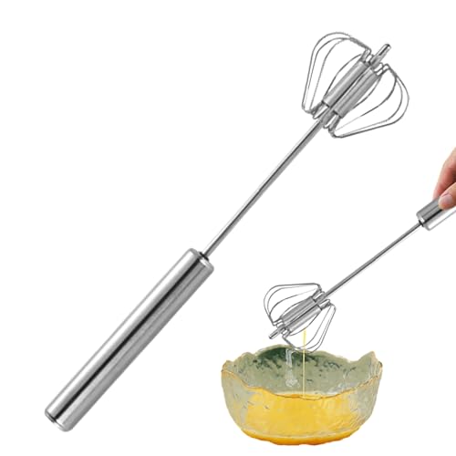 Ceolup Handmixer-Eierschläger, Hand-Eierbesen,Rotierender Handschiebe-Ei-Rührer aus Edelstahl - Küchenhelfer, Milchaufschäumer, Handmixer zum Aufschlagen, Zubereiten von Sahne, Rühren und Schlagen von Ceolup