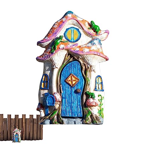 Ceolup Miniatur Fairy Gnome Home Fenster Und Tür, Garten Outdoor Statuen Bäume Dekoration Feentür Wichteltür Garten Türen Und Fenster Aus Harz, Gartendeko Figuren Statuen, Garten Dekoration Skulptur Statuen, VUO5LC0JQ15TAEGTIL von Ceolup