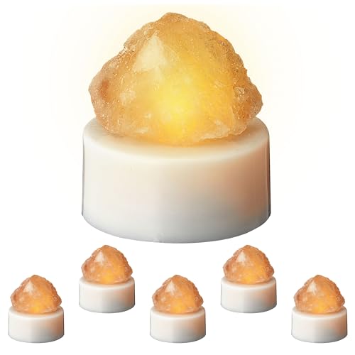 Cepewa 1 x 6er Set LED Teelicht Himalaya Kristallsalzlampe "Salt Range Pakistan" Nachtlampe Salzlampe Salzkristall (1 x 6er Set LED Teelicht) von Cepewa