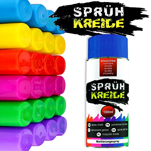 12x Sprühkreide Kreidespray Kreide Markierungsspray Farbig Abwaschbar Dose von Cepewa