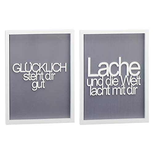 2er Set 3D Bilder "Glück" Glücklich Positiv Deko Geschenk Wandbild Wohnung von Cepewa