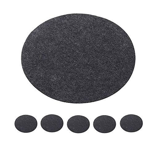 Cepewa 6er Set Tischset Filz dunkelgrau Untersetzer Rund Platzset Tischdekoration Set Tischauflage (1 x 6er Tisch-Set dunkelgrau) von Cepewa