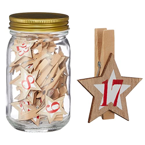 Adventskalender DIY Bastelset │ Häuser Zahlensticker Karten Wichtel Socken │ Weihnachten Adventszeit Kalender (1x Adventskalender Klammern) von Cepewa