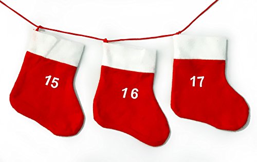 Adventskalender Kalender mit 24 roten Socken je 18 x 20 cm Advent Weihnacht Adventskette von Cepewa