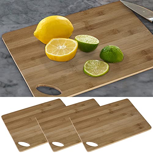 Bambus Schneidebrett | 35x25cm geölt Griffloch | Holzbrett Küche Servierbrett (1 x 3er Set Schneidebrett 35x25cm) von Cepewa