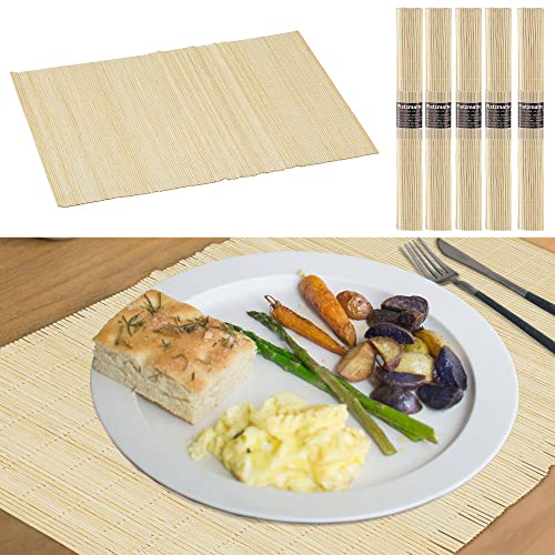 Bambus Tischset 6er Set | 45x30cm beige braun Dunkelbraun | Platzmatte Platzset Tischuntersetzer abwaschbar (1x 6er Set Tischset beige) von Cepewa