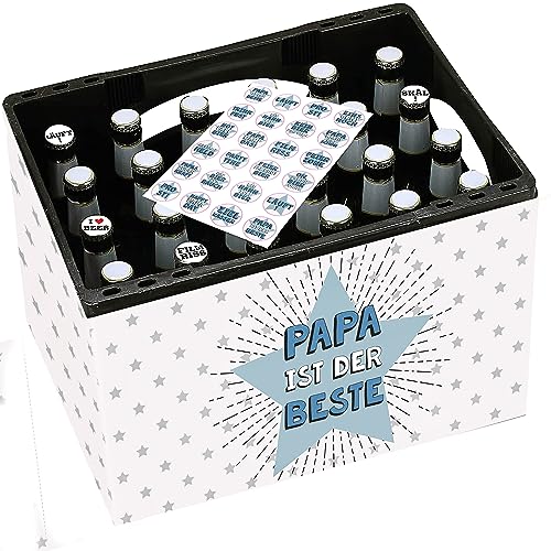 Bierkasten Banderole "Papa ist der Beste" | Papier L140cm 24 Aufkleber | Bastelset Bierkiste Männergeschenk (1 x Bierkastenbanderole Papa) von Cepewa