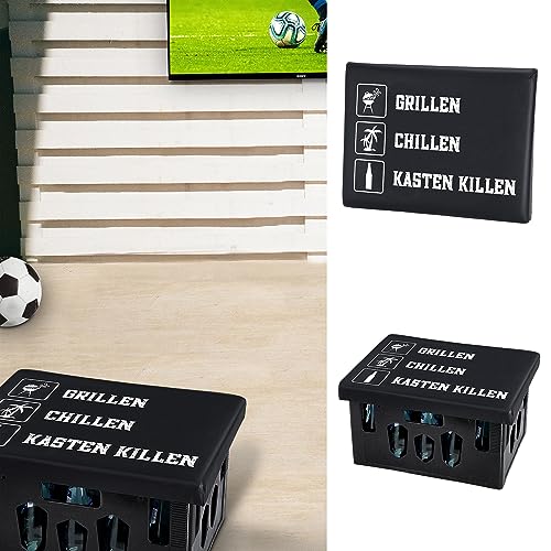 Cepewa Bierkastensitz Spruch Quelle | 43x33cm MDF Kunststoff Sitzpad | Bierkastenhocker Sitzkissen (1 x Grillen Chillen Kasten Killen) von Cepewa