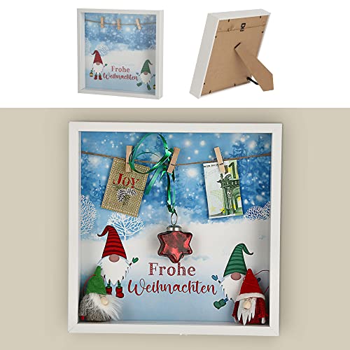 Cepewa Bilderrahmen DIY Geldgeschenk Weihnachten │ Motivrahmen 28x28x4,5cm bunt Wäscheklammer │Geschenk Rahmen (1 x DIY Bilderrahmen Weihnachten) von Cepewa