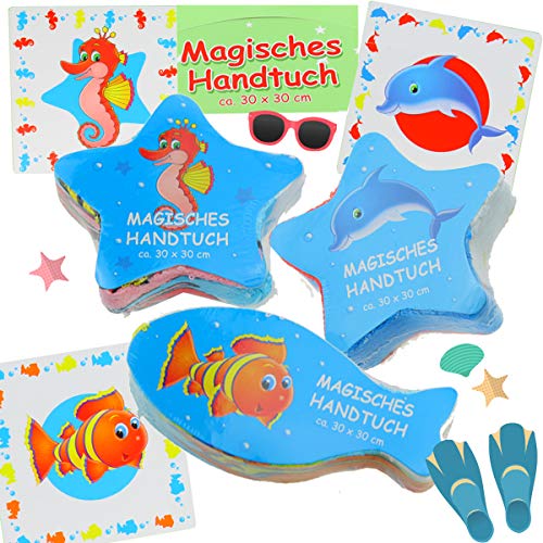 Cepewa 3X Magisches Handtuch Nemo Fische Meeresbewohner Waschlappen 30cm Kinder Mitgebsel von Cepewa