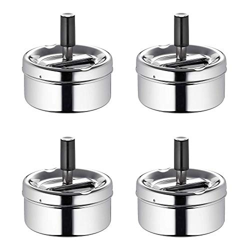 Cepewa 4er Set Drehaschenbecher verchromt Metall geruchsarm Terrasse Balkon Wohnung Aschenbecher (4 x Drehaschenbecher) von Cepewa