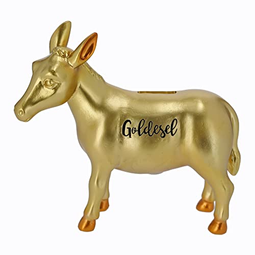 Cepewa 53937 Spardose Goldesel Goldener Esel Sparbüchse Deko Geldgeschenk 8 x 18,5 x 20 cm von Cepewa