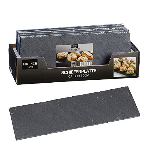 Cepewa 6er Set Schieferplatte rechteckig ca. 30 x 10 cm Servierplatte Untersetzer Tischdekoration Platzset (1 x 6er-Set Schieferplatte 30x10) von Cepewa