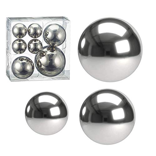 Cepewa 7er Set Style Deko Kugeln in 3 Größen Sortiert Silber Teichkugeln Metallkugeln Gartenkugeln von Cepewa