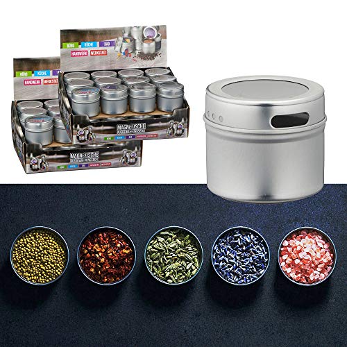 Cepewa Aufbewahrungsdosen magnetisch 4 x 6er Set Gewürzdosen Gewürzbehälter Mehrzweckdose Dosen (4 x 6er Set Aufbewahrungsdosen) von Cepewa