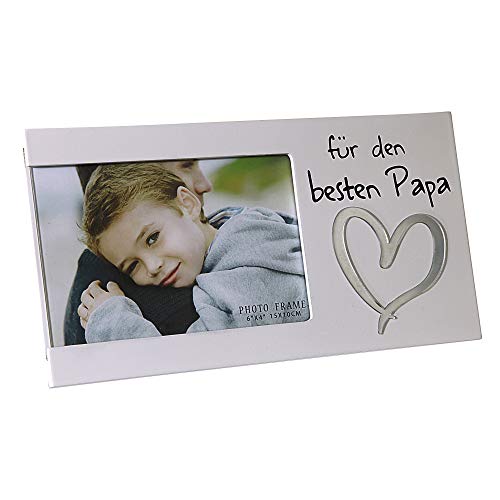 Cepewa Bilderrahmen Für den besten Papa Fotorahmen Spiegel-Herz Rahmen für Bild 15 x 10 cm (1 x Bilderrahmen Für den besten Papa) von Cepewa