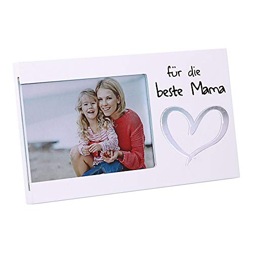 Cepewa Bilderrahmen Für die Beste Mama Fotorahmen Spiegel-Herz Rahmen für Bild 15 x 10 cm (1 x Bilderrahmen Für die Beste Mama) von Cepewa