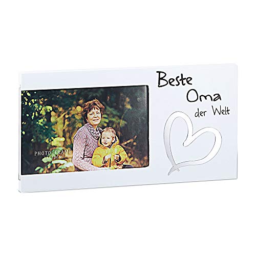 Cepewa Bilderrahmen Für die Beste Oma Fotorahmen Spiegel-Herz Rahmen für Bild 15 x 10 cm (1 x Bilderrahmen Beste Oma der Welt) von Cepewa