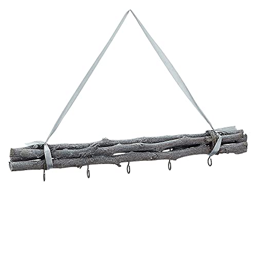 Cepewa Deko-Holzstange Astbündel DIY 50cm │5 Metallhaken grau Juteseil zum Aufhängen │saisonale Dekoration (1 x Dekostange Astbündel grau 50cm) von Cepewa