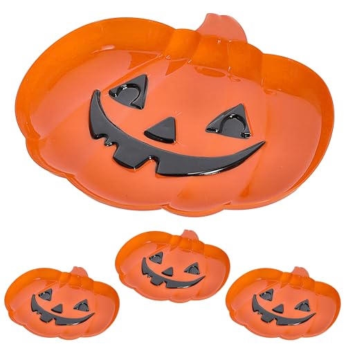 Cepewa Dekoteller 4er Set 'Pumpkin' Tablett | Kunststoff orange schwarz 30x2,5x27cm | Teller Kürbis Halloween-Tischdekoration Cepewa Dekoteller 4er Set 'Pumpkin' Tablett | Kunststoff orange schwarz 30x2,5x27cm | Teller Kürbis Halloween-Tischdekoration von Cepewa