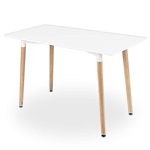 Cepewa Esstisch | moderner Küchentisch |120 x 80 x 75 cm | weiße Tischplatte aus MDF| 4-6 Personen | Holzbeine höhenverstellbar aus Buche von Cepewa
