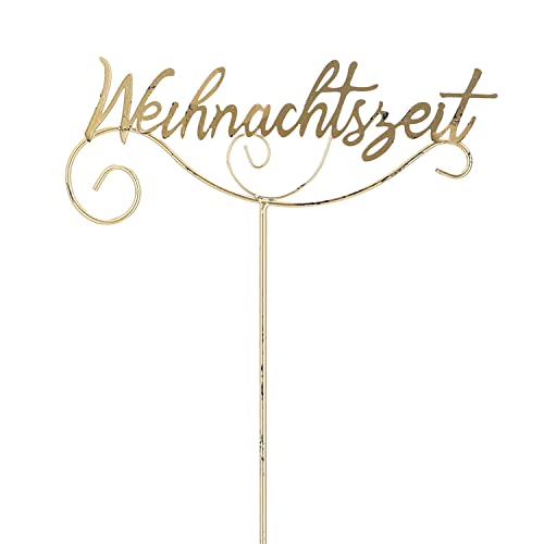 Cepewa Gartenstecker Weihnachtszeit | Shabby Gold H110cm | Schriftzug Gartendekoration Beetstecker Weihnachtsdekoration von Cepewa