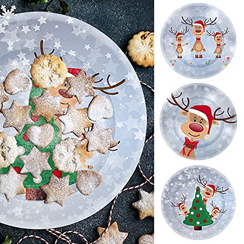 Cepewa Gebäckteller Rentier Ole 3er Set Adventszeit | Ø26cm Metall Weihnachts-Motive | Dekoteller Servierplatte Kekse Gebäck (1 x 3er Gebäckteller Rentier Ole) von Cepewa