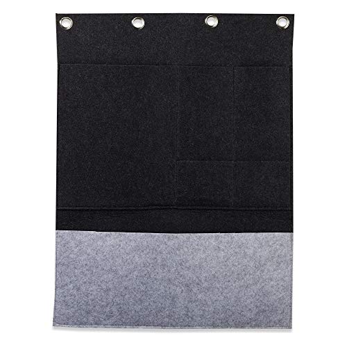 Cepewa Hängeorganizer aus Filz mit 4 Taschen anthrazit Aufhängetasche Türaufhängetasche Bad Flur platzsparend (1 x Hängeorganizer 4 Taschen) von Cepewa