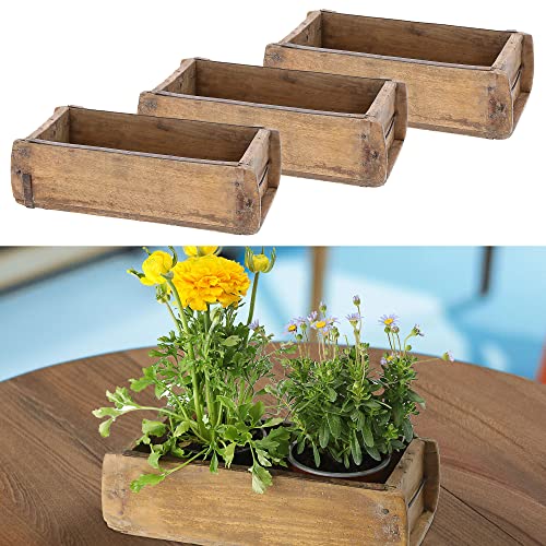 Cepewa Holzkiste Ziegelform 3er Set Vintage Used Look | 30x9x15cm Altholz Metallbeschläge | Holzbox Dekokiste Aufbewahrung (1 x 3er Set Holzkiste Ziegelform) von Cepewa