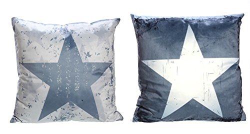 Cepewa Kissen Deluxe ' New Stars ', 40 x 40 cm, 2 Modelle zur Auswahl, blau oder Weiss, glänzend, 100% Polyester, mit Reißverschluss, Farbe:weißer Stern von Cepewa