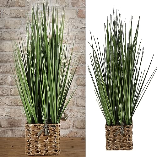 Cepewa Kunstblume Rohrgras Korb | PE Cattail 20x80cm | Kunstpflanze Ziergras im Korb (1 x Kunstblume 20x80cm Cattail) von Cepewa