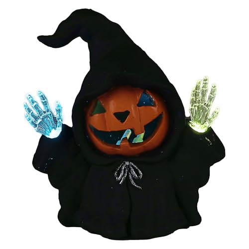 Cepewa LED Kapuzen Figur Kürbis | 15x18x10cm Terracotta | 2 farbwechselnde LEDs batteriebetrieben | Halloween Dekofigur Cepewa LED Kapuzen Figur Kürbis | 15x18x10cm Terracotta | 2 farbwechselnde LEDs batteriebetrieben | Halloween Dekofigur von Cepewa