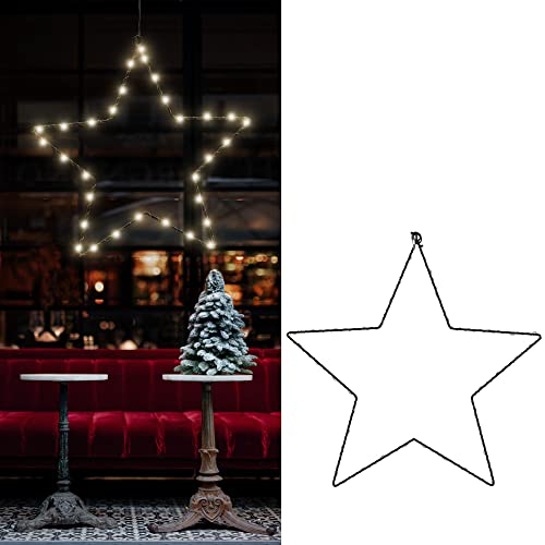 Cepewa LED Stern Outdoor zum Aufhängen | schwarz Ø40cm 40 LEDs warmweiß batteriebetrieben | Weihnachtsstern Gartendekoration (1 x LED Stern schwarz Ø40cm) von Cepewa