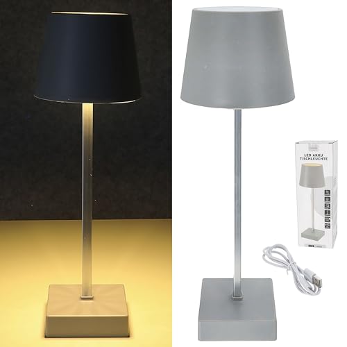 Cepewa LED Tischleuchte | hellgrau 17 LEDs 8,5x32cm ABS PS | Touchfunktion USB akkubetrieben warmweiß | 3 Helligkeitsstufen 35 Lumen (1x Tischleuchte hellgrau 32cm) von Cepewa