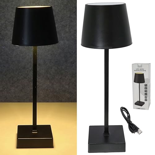 Cepewa LED Tischleuchte | schwarz 17 LEDs 8,5x32cm ABS PS | Touchfunktion USB akkubetrieben warmweiß | 3 Helligkeitsstufen 35 Lumen (1x Tischleuchte schwarz 32cm) von Cepewa
