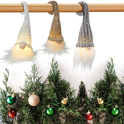 Cepewa LED Wichtel 3er Set zum Aufhängen | LED warmweiß H26cm | beige weiß grau | Weihnachtswichtel Zwerge Adventsdeko Weihnachtsdeko (1 x 3er Set LED Wichtel 26cm) von Cepewa