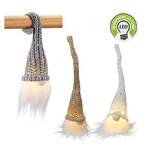 Cepewa LED Wichtel mit Strickmütze zum Hinstellen oder Aufhängen/Deko Figur mit Licht von Cepewa