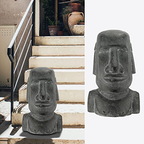 Cepewa Moai Kopf Gartenfigur | Steinoptik Magnesia | Büste Skulptur Steinstatue Osterinsel-Design (1 x Moai-Kopf 46cm) von Cepewa