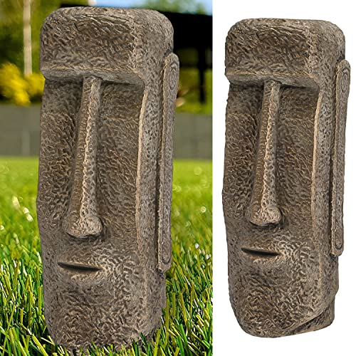 Cepewa Moai Kopf Gartenfigur | Terracotta 16x40,5cm Gold | Büste Skulptur Steinstatue Osterinsel-Design (1 x Moai Kopf Gold H41cm) von Cepewa
