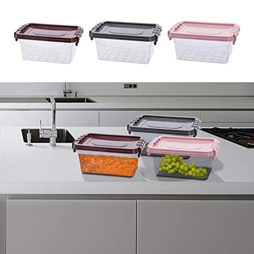 Cepewa Multifunktionsbox 3er Set 2000ml | Kunststoff 21x10,5x15cm grau rosa berry transparent | Boxen und Dosen für Lebensmittel (1 x 3er Set Multifunktionsbox 2000ml) von Cepewa