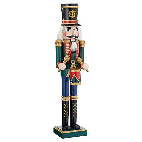 Cepewa Nussknacker aus Holz Trommler r/g 38 cm Weihnachtsdeko Figur Erzgebirge Nussbrecher Nutcracker Nusszange (1 x Nussknacker Trommler r/g 38 cm) von Cepewa