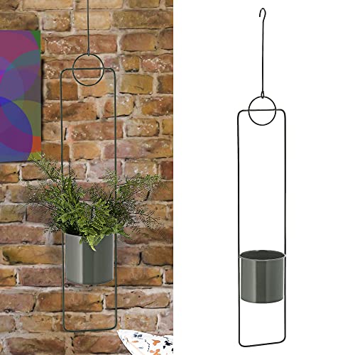 Cepewa Pflanztopf Blumentopf Blumenampel zum Hängen mit Haken Gold oder grau (1 x Pflanztopf grau) von Cepewa