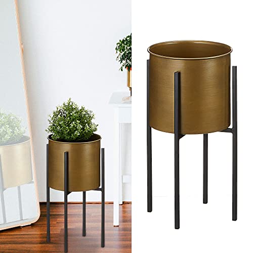 Cepewa Pflanztopf Gestell Topf zweiteilig | H50cm schwarz Gold | Blumenständer Übertopf Wohndekoration (1 x Pflanztopf 50cm Gold) von Cepewa