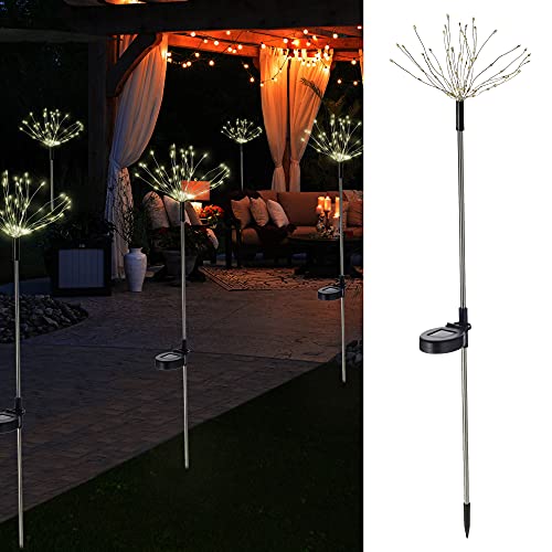 Cepewa Solarstecker Firework │Drähte mit 75 LEDs warmweiß │Gartenstecker wetterbeständig mit Erdspieß von Cepewa