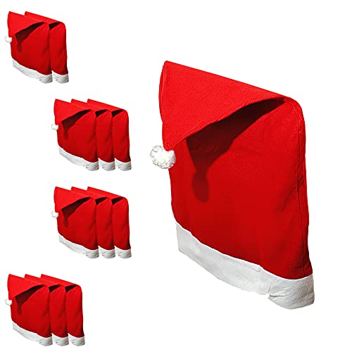 Cepewa Stuhlhusse Nikolausmütze 12er Set | Filz Stuhlüberzug 50x60cm | Weihnachtsmannmütze Husse (1 x 12er Set Stuhlhusse) von Cepewa