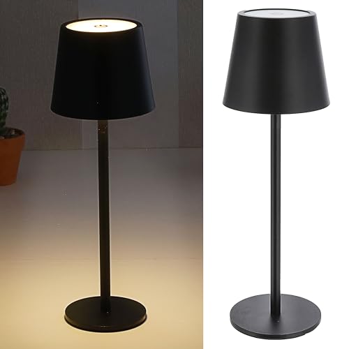 Cepewa Tischleuchte Touchfunktion | stufenlos dimmbar 3 Weißtöne 9x26cm schwarz | 45 Lumen 48 LEDs USB Ladekabel Tischlampe (1 x Tischleuchte 9x26cm schwarz) von Cepewa