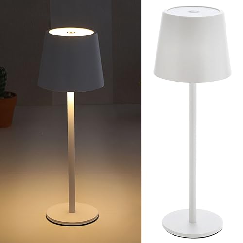 Cepewa Tischleuchte Touchfunktion | stufenlos dimmbar 3 Weißtöne 9x26cm weiß | 45 Lumen 48 LEDs USB Ladekabel Tischlampe (1 x Tischleuchte 9x26cm weiß) von Cepewa